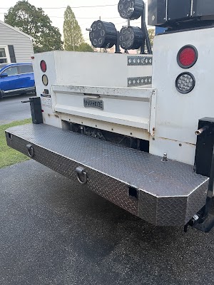 Aluminum diamond plate bumper fabricated for a service truck